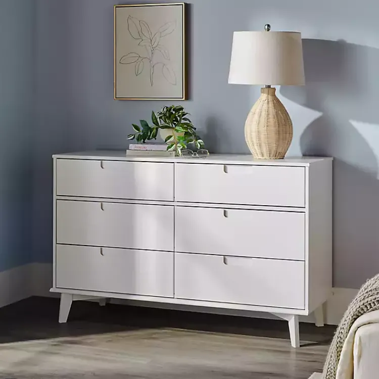 Kirklands Home Dressers & Chests|Grooved Handle 6-Drawer Dresser White