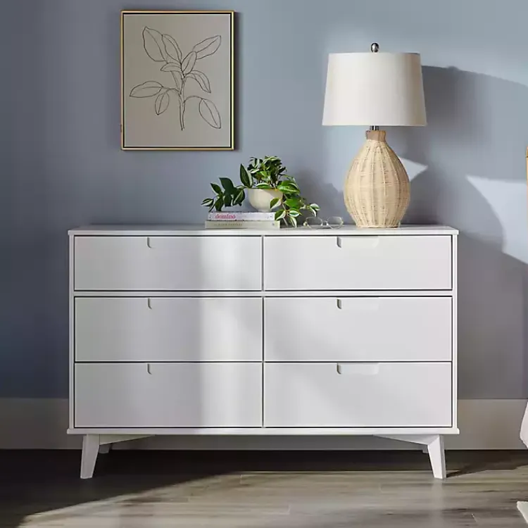 Kirklands Home Dressers & Chests|Grooved Handle 6-Drawer Dresser White