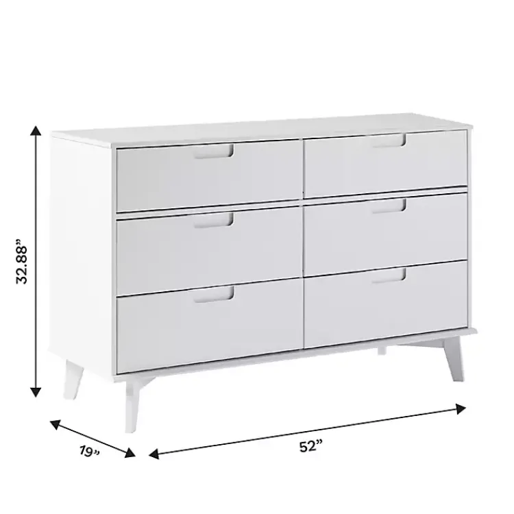 Kirklands Home Dressers & Chests|Grooved Handle 6-Drawer Dresser White