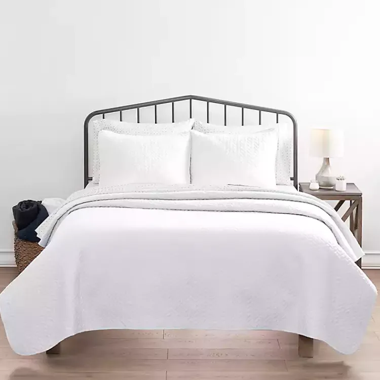 Kirklands Home Bedspreads & Coverlets|Herringbone Quilted 3-pc. Queen Coverlet Set White