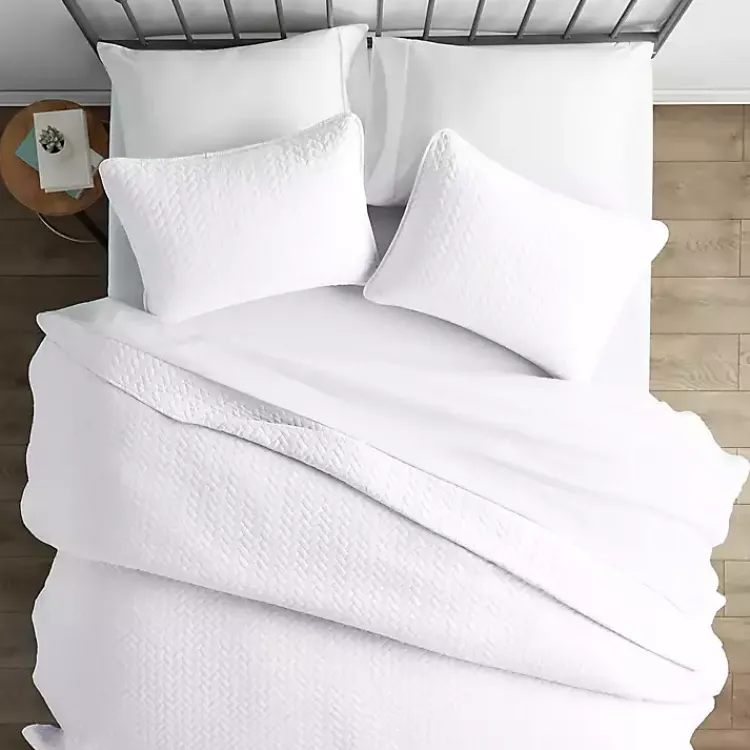 Kirklands Home Bedspreads & Coverlets|Herringbone Quilted 3-pc. Queen Coverlet Set White