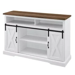 Kirklands Home Tv Stands & Media Consoles|Highboy Sliding Barn Door Media Cabinet White