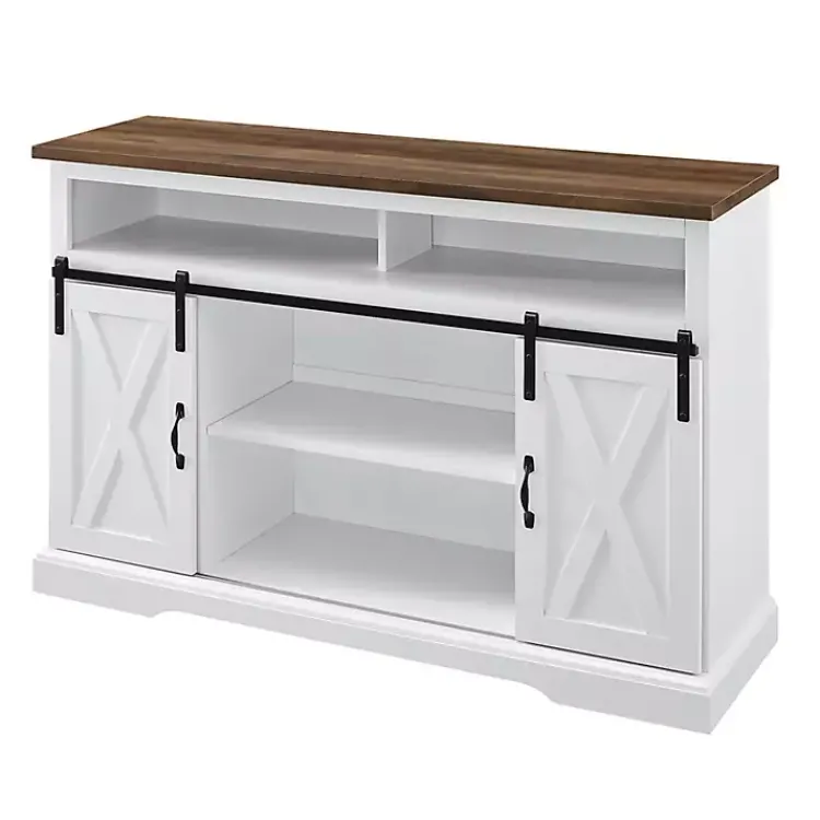Kirklands Home Tv Stands & Media Consoles|Highboy Sliding Barn Door Media Cabinet White