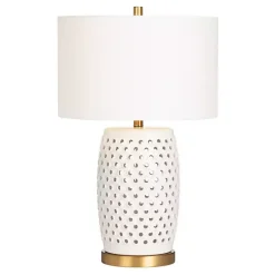 Kirklands Home Table Lamps|Hobnail Table Lamp with Nightlight White