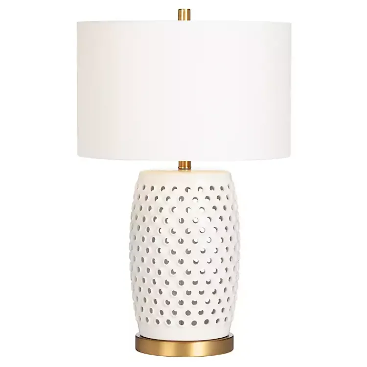 Kirklands Home Table Lamps|Hobnail Table Lamp with Nightlight White