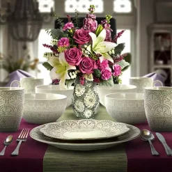 Kirklands Home Dinnerware|Lace Embossed 16-pc. Dinnerware Set White