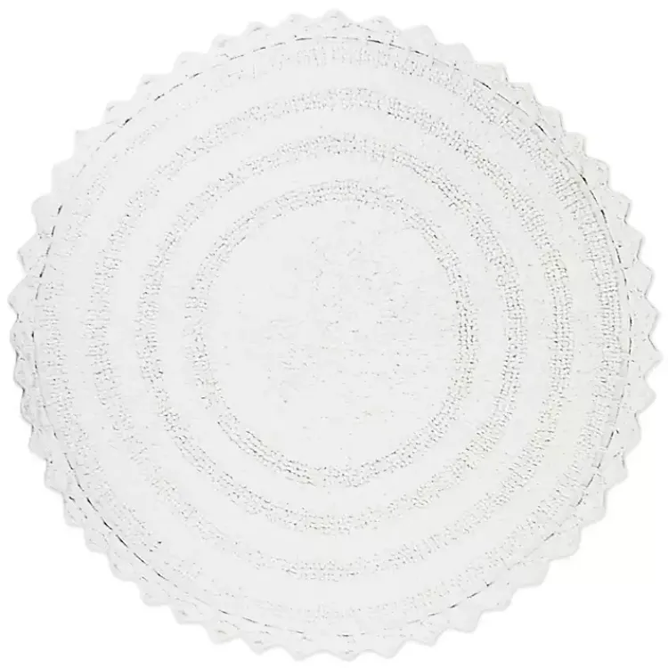 Kirklands Home Bathroom Rugs|Large Crochet Round Bath Mat White