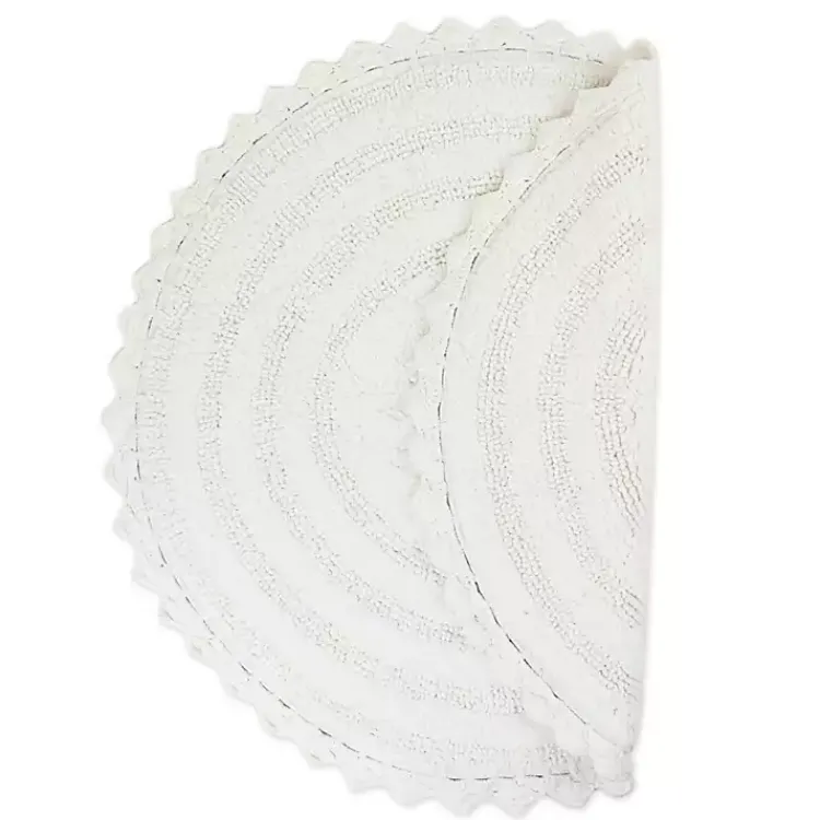 Kirklands Home Bathroom Rugs|Large Crochet Round Bath Mat White