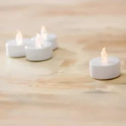 New LED Warm Light Tealight Candles, Set of 4 Flameless Candles