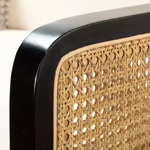 Kirklands Home Accent Chairs|White Linen and Rattan Accent Chair Ivory