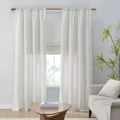 Kirklands Home Curtains & Drapes|Linen Blend Curtain Panel Set, 84 in. White