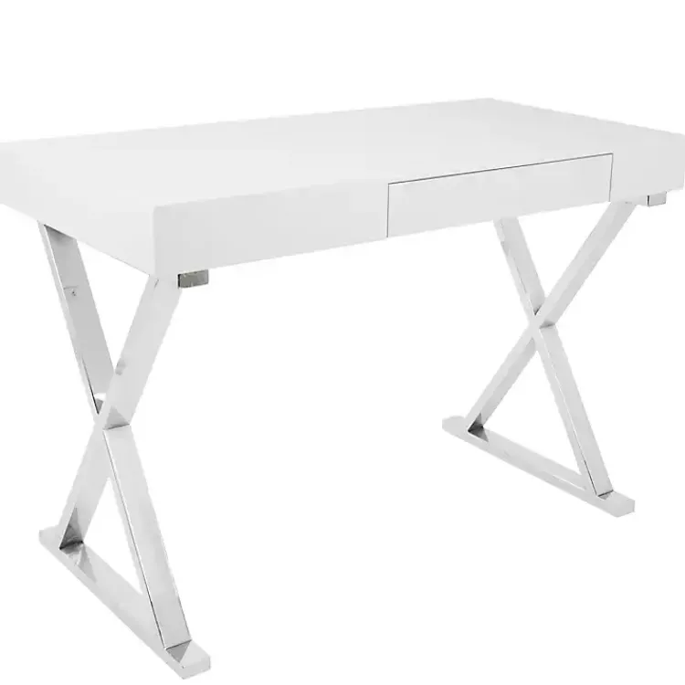 Kirklands Home Office Furniture|Luster Chrome Leg Desk White