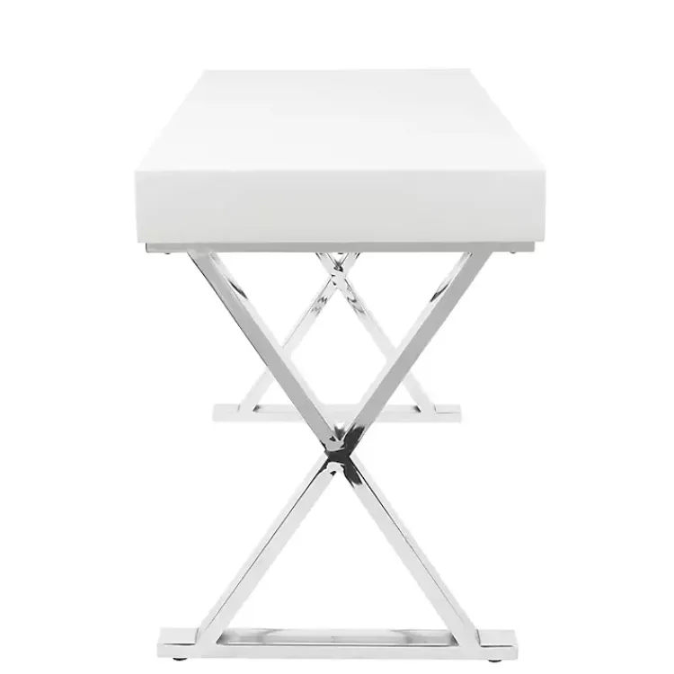 Kirklands Home Office Furniture|Luster Chrome Leg Desk White