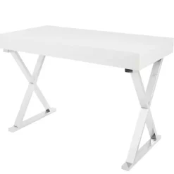 Kirklands Home Office Furniture|Luster Chrome Leg Desk White