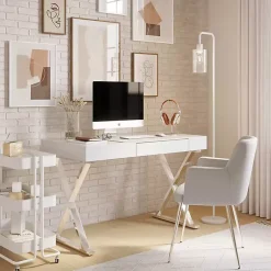 Kirklands Home Office Furniture|Luster Chrome Leg Desk White