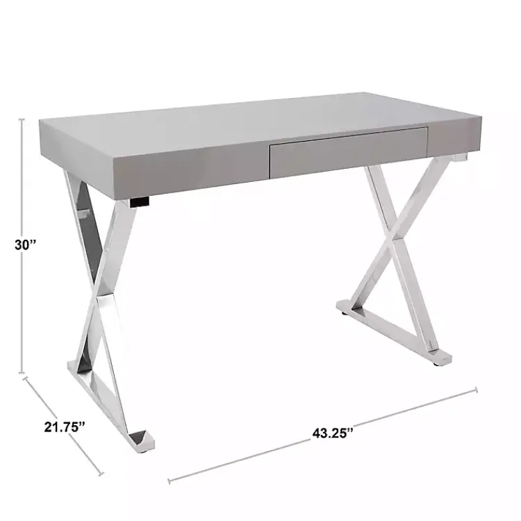 Kirklands Home Office Furniture|Luster Chrome Leg Desk White