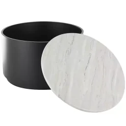 Kirklands Home Coffee Tables|Marble & Black Metal Storage Coffee Table White