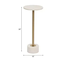 Kirklands Home Accent & End Tables|Marble & Gold Metal Round Cocktail Table White