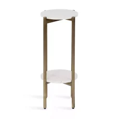 Kirklands Home Accent & End Tables|Marble Gold Accent Table White