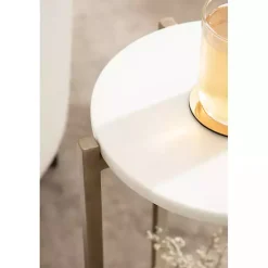Kirklands Home Accent & End Tables|Marble Gold Accent Table White