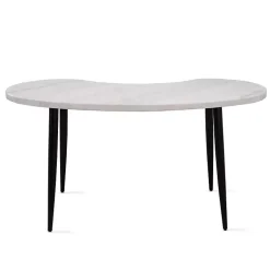 Kirklands Home Office Furniture|White Marble Kidney Shaped Desk