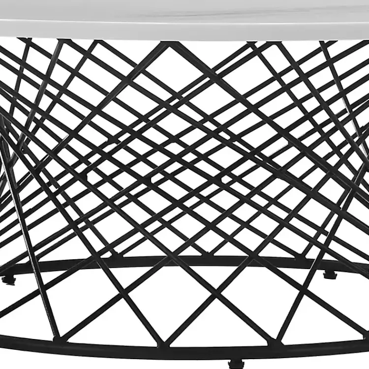 Kirklands Home Coffee Tables|Marble Round Black Loxley Coffee Table White