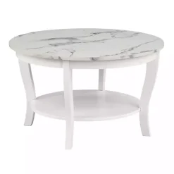 Kirklands Home Accent & End Tables|Marble Round Coffee Table White