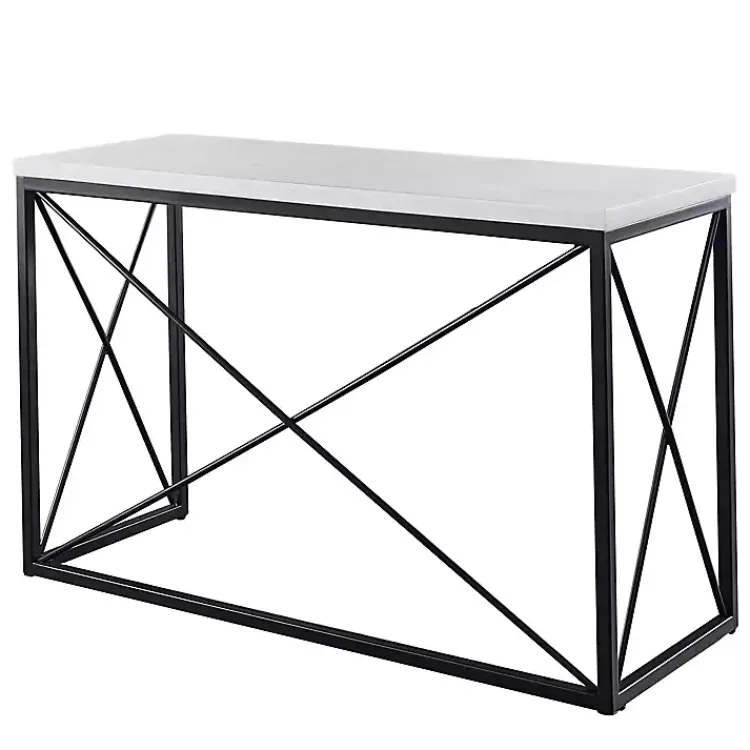 Kirklands Home Console Tables|White Marble Top Sabin Metal Base Sofa Table
