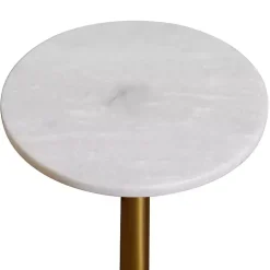 Kirklands Home Accent & End Tables|White Marble Top Tapered Base Accent Table, 12 in.