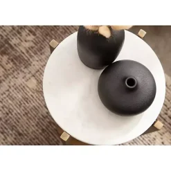 Kirklands Home Accent & End Tables|Marble Walnut Accent Table White