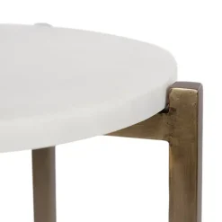 Kirklands Home Accent & End Tables|Marble Walnut Accent Table White