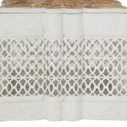 New White Metal and Carved Wood Boxes, Set of 3 Baskets & Boxes