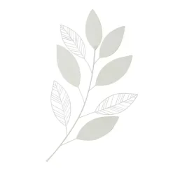 Kirklands Home Wall Plaques|White Metal and Reed Leaf Wall Plaque