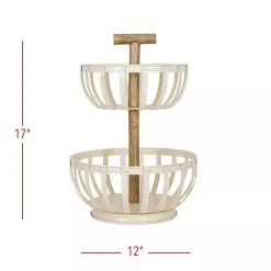 Kirklands Home Kitchen Storage|Metal 2-Tier Kitchen Basket White