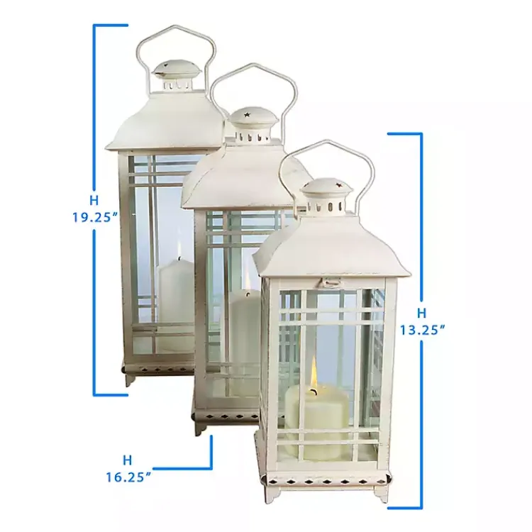 Discount Metal Windowpane Lanterns, Set of 3 Lanterns