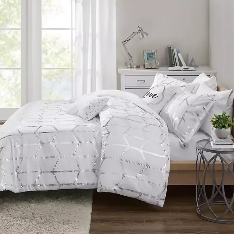 Kirklands Home Comforters|White Metallic 5-pc. California King Comforter Set