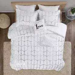 Kirklands Home Comforters|White Metallic 4-pc. Twin/Twin XL Comforter Set