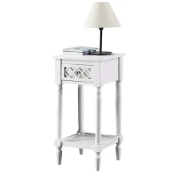 Kirklands Home Accent & End Tables|Mirrored Drawer Square Accent Table White