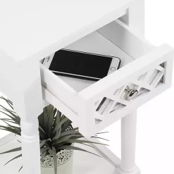 Kirklands Home Accent & End Tables|Mirrored Drawer Square Accent Table White