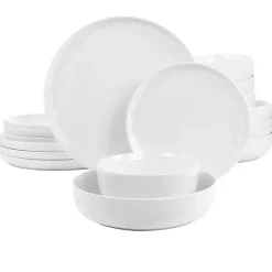 Kirklands Home Dinnerware|Modern Ceramic 16-pc. Dinnerware Set White