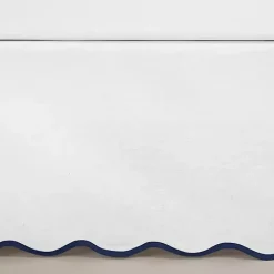 Kirklands Home Bedding Essentials|White Navy Scalloped Coastal King Bed Skirt