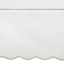 Kirklands Home Bedding Essentials|White Neutral Scalloped Coastal Queen Bed Skirt Tan