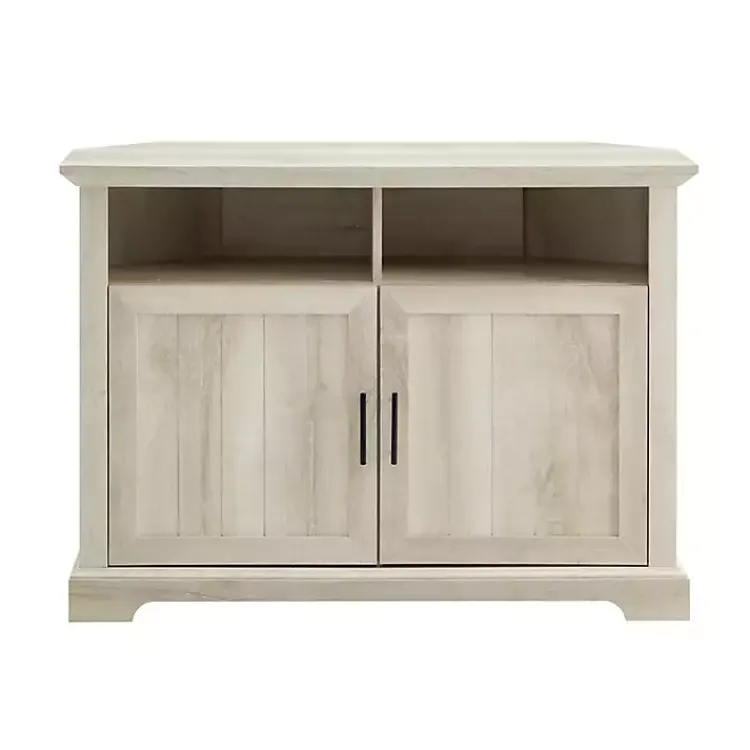 Kirklands Home Tv Stands & Media Consoles|White Oak Grooved Door Corner TV Stand Ivory