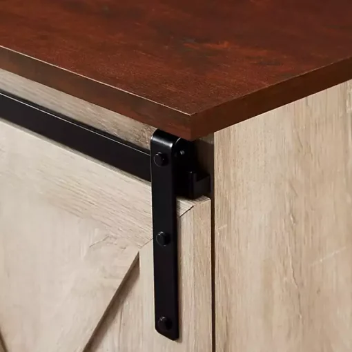 Kirklands Home Tv Stands & Media Consoles|White Oak Sliding Barn Doors Corner TV Stand Ivory