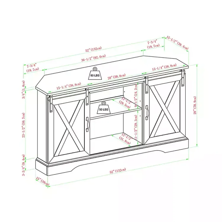 Kirklands Home Tv Stands & Media Consoles|White Oak Sliding Barn Doors Corner TV Stand Ivory