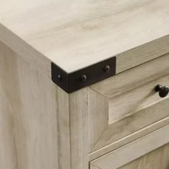 Kirklands Home Cabinets & Sideboards|Oak Wash Wooden and Metal Barn Door Cabinet White