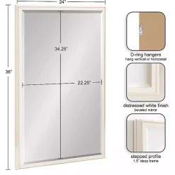 Kirklands Home Decorative Mirrors|White Oakhurst Rectangle Wall Mirror, 36 in.
