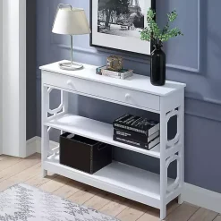 Kirklands Home Console Tables|Octagon 2-Shelf Console Table White