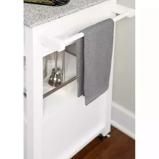Kirklands Home Kitchen Islands & Bar Carts|White Parker Granite Top Rolling Kitchen Cart