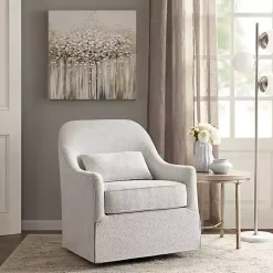 Kirklands Home Accent Chairs|Patterned Upholstered Swivel Glider Chair White